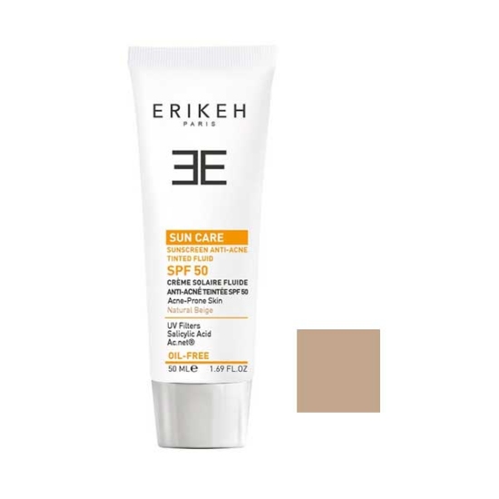 کرم ضد آفتاب ضد جوش اریکه SPF50 رنگ  بژ طبیعی حجم 50 میلی لیتر 