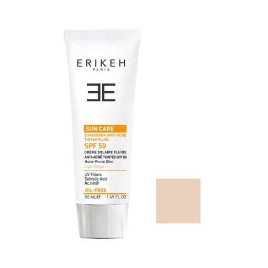 فلوئید ضد آفتاب و ضد جوش رنگی فاقد چربی SPF50 اریکه حجم 50 میلی لیتر