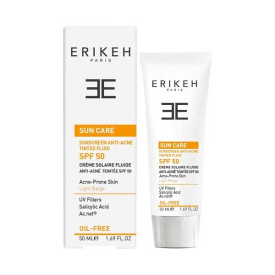 فلوئید ضد آفتاب و ضد جوش رنگی فاقد چربی SPF50 اریکه حجم 50 میلی لیتر