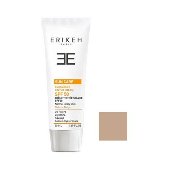 ضد آفتاب رنگی  اریکه SPF50 پوست خشک و نرمال رنگ بژ طبیعی حجم 50 میلی لیتر
